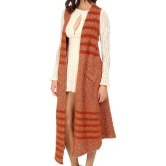 Free People Sweaters - Free People Knit Maxi Sweater Vest Size Small Burnt Orange